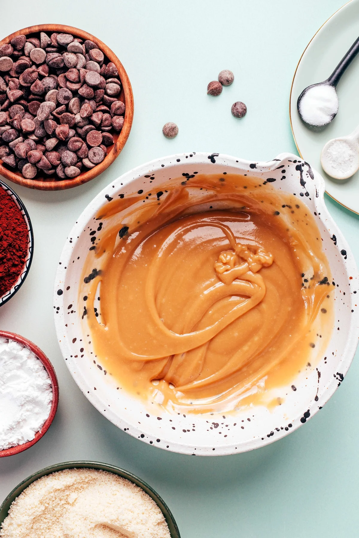 Tahini and maple syrup whisked into caramel-colored batter