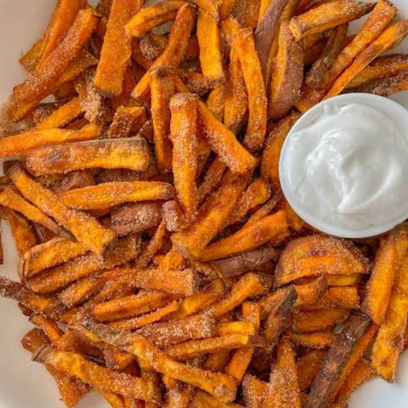 Sweet potato fries dusted with cinnamon sugar